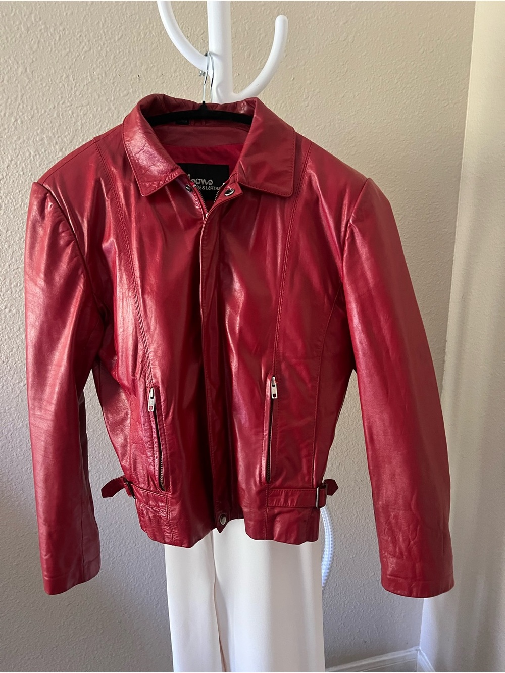 Wilson Red Leather Zip-Front Jacket